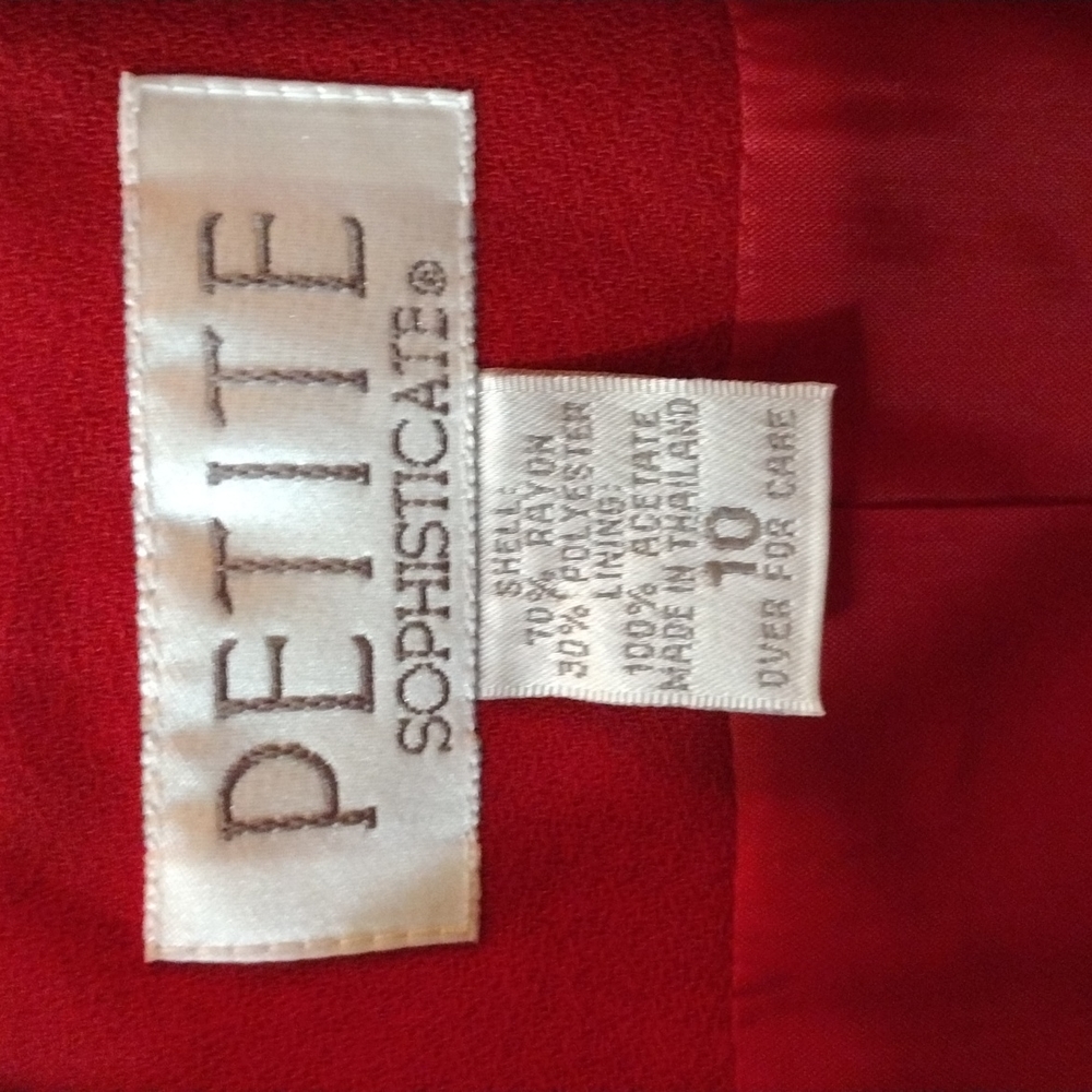 SHARP CHERRY 🍒 RED VINTAGE SZ 10 PETITE SOPHISTICATE LADIES SUIT JACKET 🇺🇸 - Picture 8 of 8